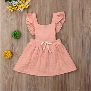 Brand New Pink Muslin Pinafore Dress Size 2-3 Yrs